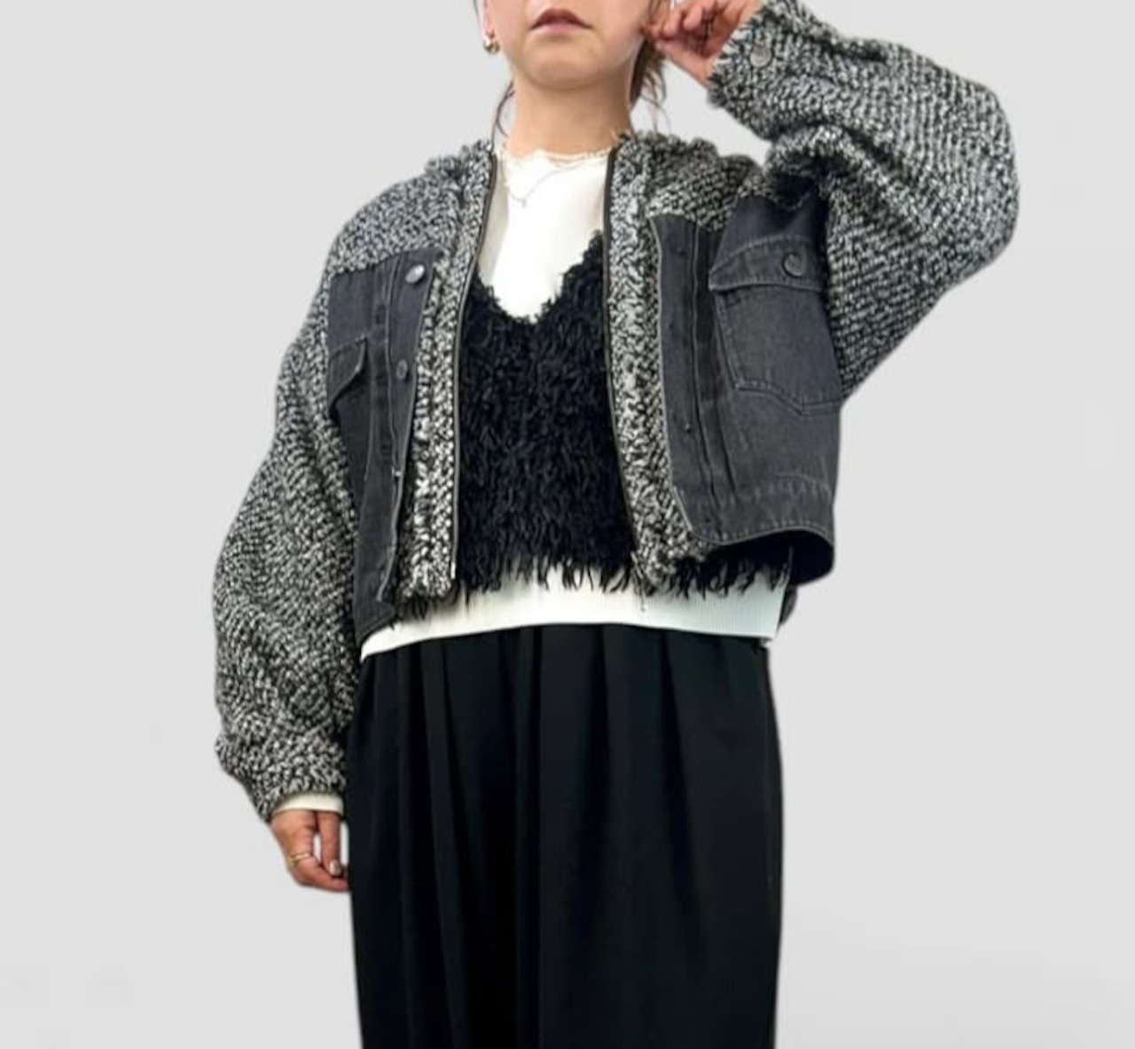 専用　QTUME デニムxツイードジャケット　552-24576