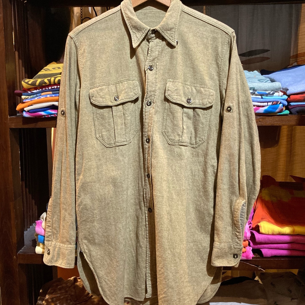 40s 50s vintage ヴィンテージ マチ付き ウール ワークシャツ | 旅する 