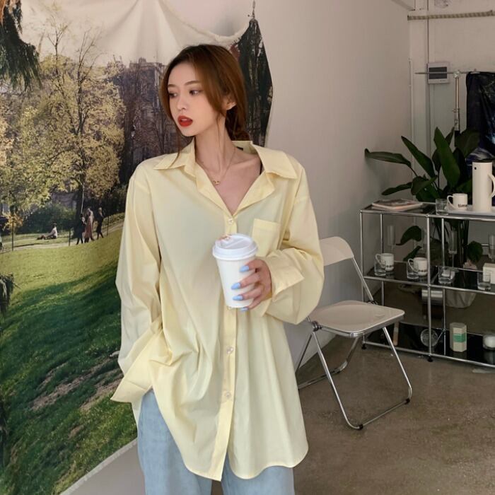 スタンダードロングシャツ ジャケット スプリングトップス ルーズ レトロ 春物 モンロー20475280797