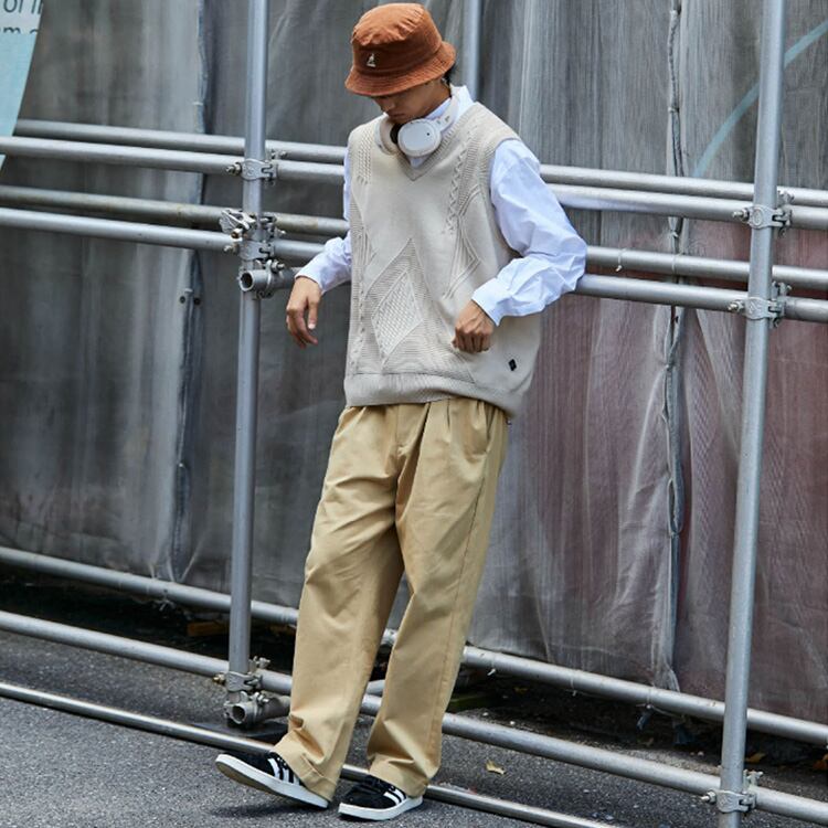 ★WIDE STRAIGHT DOUBLE PLEATED PANTS　　01144