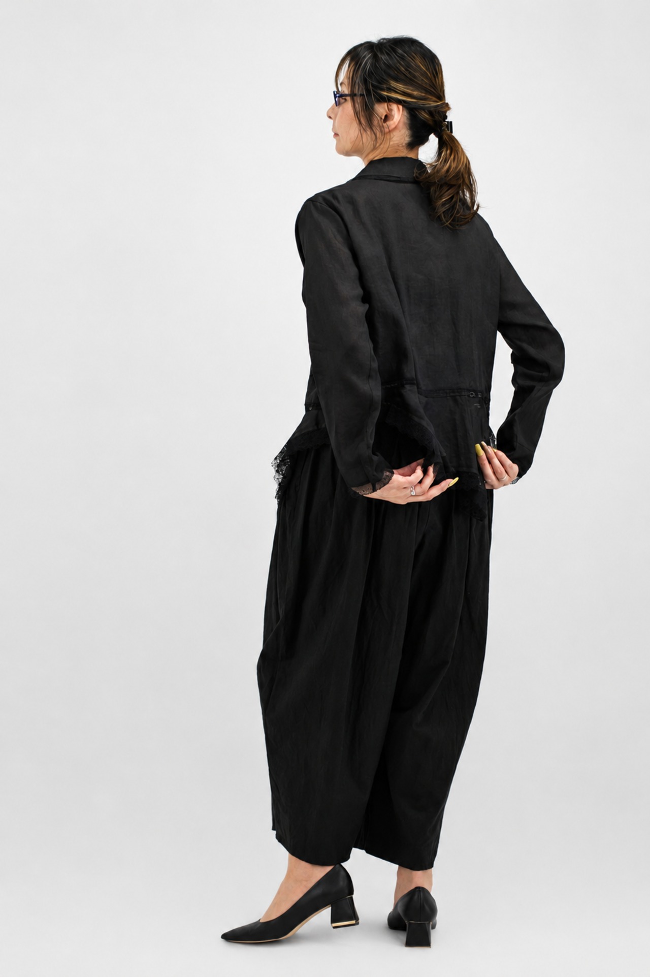 NativeVillage (ネイティブヴィレッジ) No.6 寂静 ロングスリーブレースブラウス（black）