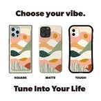 受注生産 iPhoneケース 淡色サンセットウェーブ｜レトロ抽象 CURV014A
