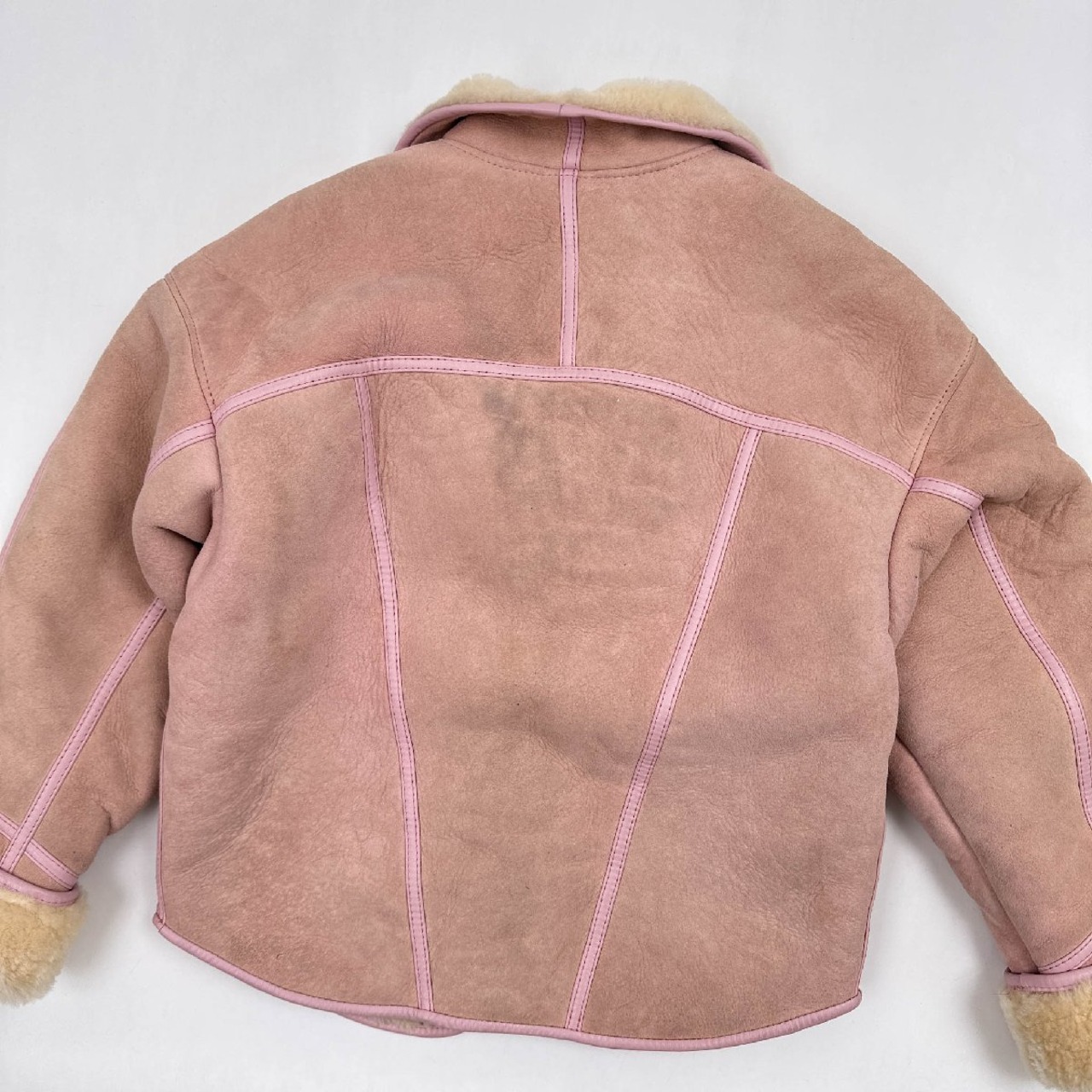 レアカラー!◆CANTERBURY SHEEPSKIN COLLECTION ムートン レザー ジャケット コート ニュージーランド製 シープスキン 32/81cm/本革/ピンク