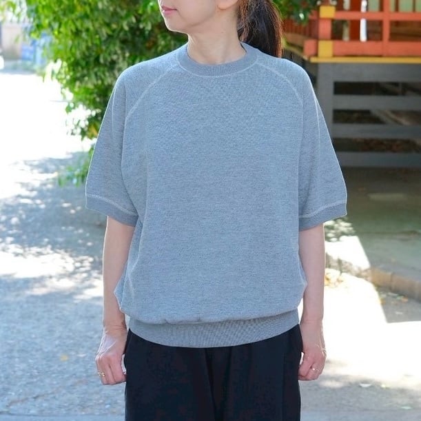 COMOLI(コモリ) /グレー裏毛半袖クルー-GRAY-(D01-05046)