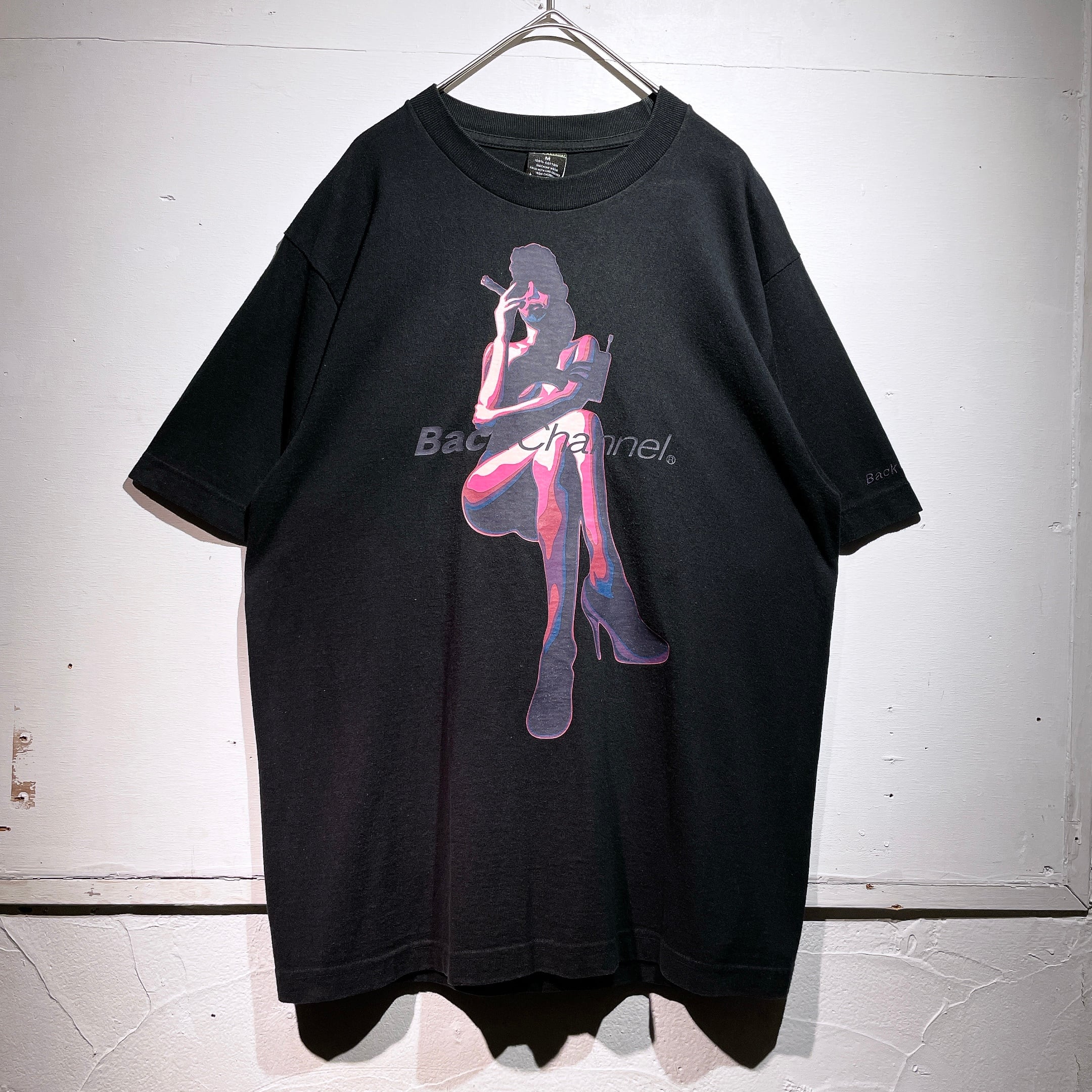” Back channel ” sexy girl printed black cotton Tee