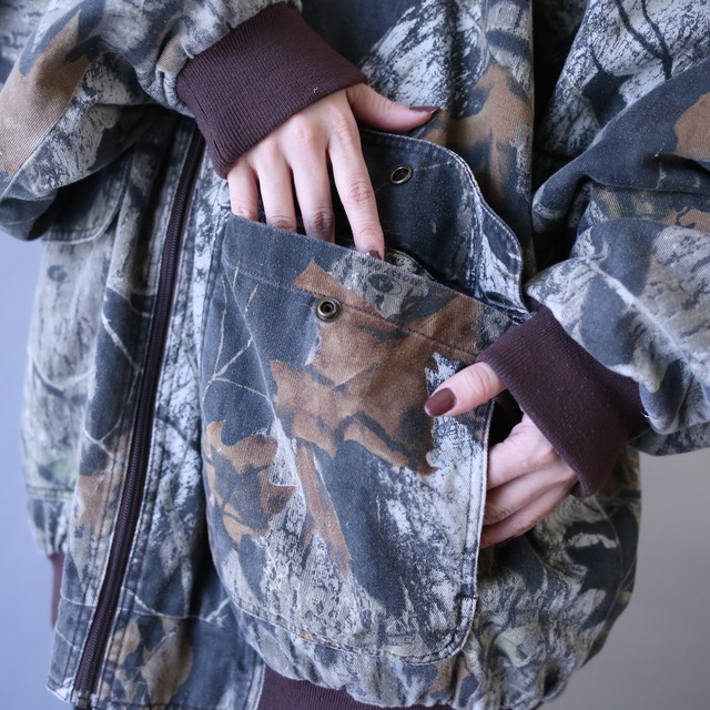 real tree camouflage over silhouette zip-up hoodie jacket