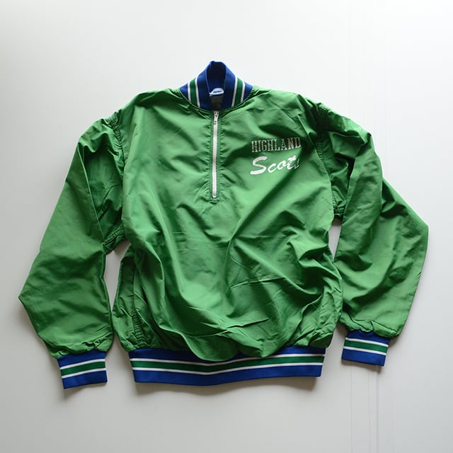 80s RUSSELL ラッセル ハーフジップ ナイロン ウォームアップジャケット USA製 緑