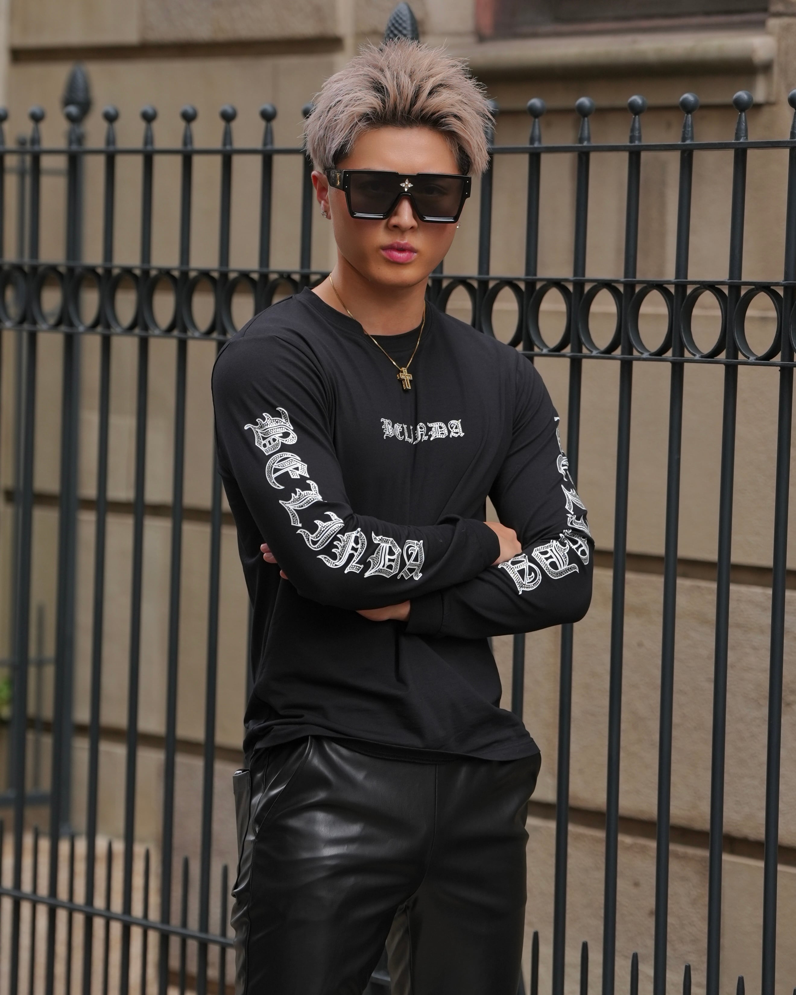 RHINE STONE SHIRTS BLACK【BB24501】 | BELINDA OFFICIAL