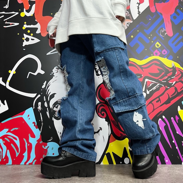 ホックタック7POCKET DAMAGE DENIM PANTS