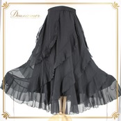 社交ダンス 衣装 スタンダード スカート レッスンウェア オールシーズン 黒 U:NA ユーナ ブラック系 透け感 フォーマル 無地 シンプル 練習着 サテン素材 エレガント 大人 可愛い フレア スカート 柔らかい 着心地抜群 練習用ファッション ダンス衣装 長めの丈 フォーマルウェア バレエスタイル 適応体型 伸縮性 軽やか シンプルデザイン