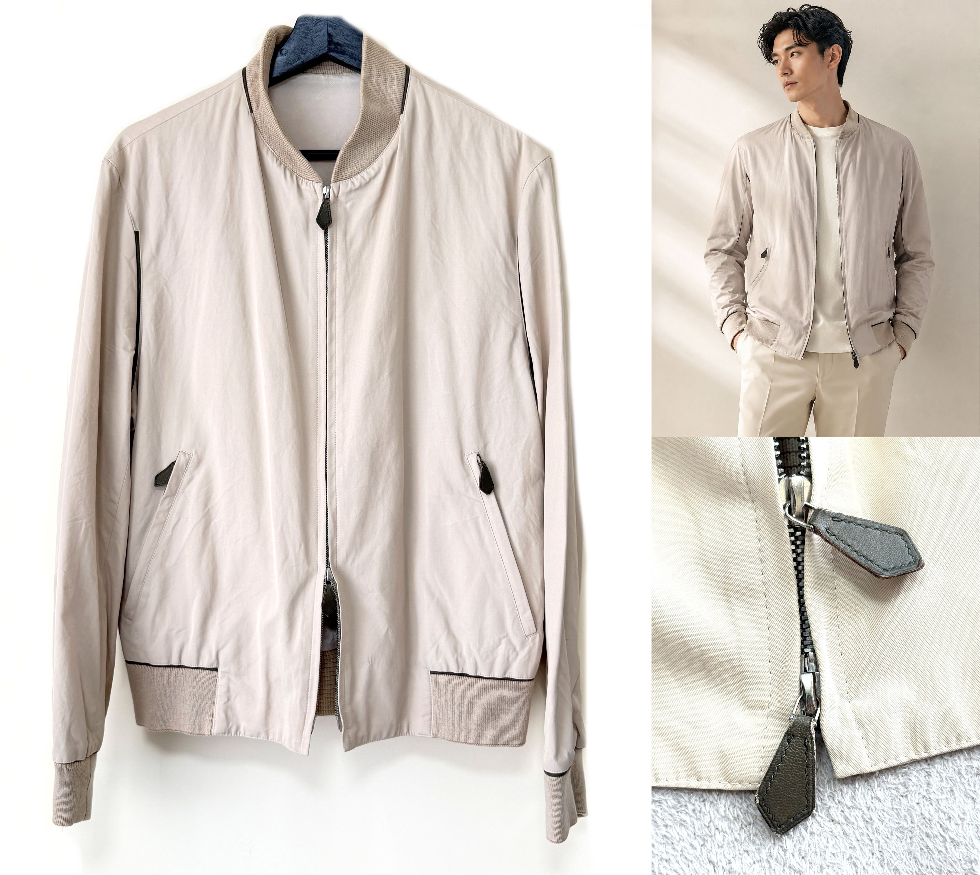 HERMES エルメス スウィングトップ Wジップ ジャケット 48 レザー