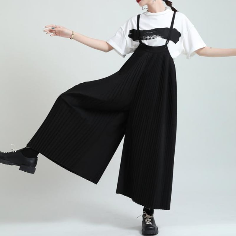 サブカル 服 地雷系 通販 大人 モード系 ジャンプスーツ プリーツ マニッシュ 大人かわいい 韓国系