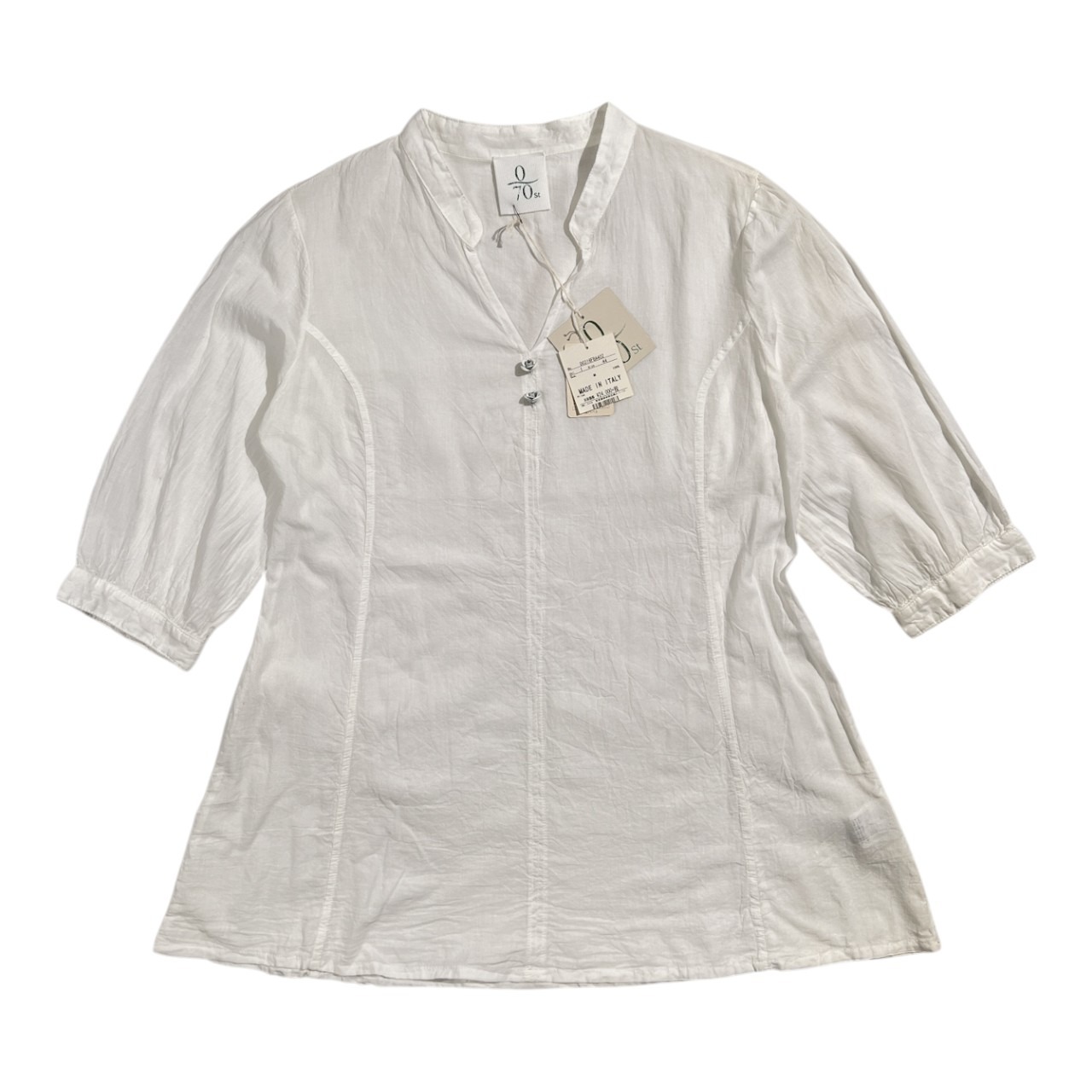 タグ付き 未使用品 0/70St ゼロセッタンタ スキッパー シャツ 44/ホワイト/イタリア製/Mademoiselle NON NON マドモアゼルノンノン