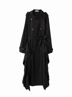Frill trench coat  / black / W15CO03-1