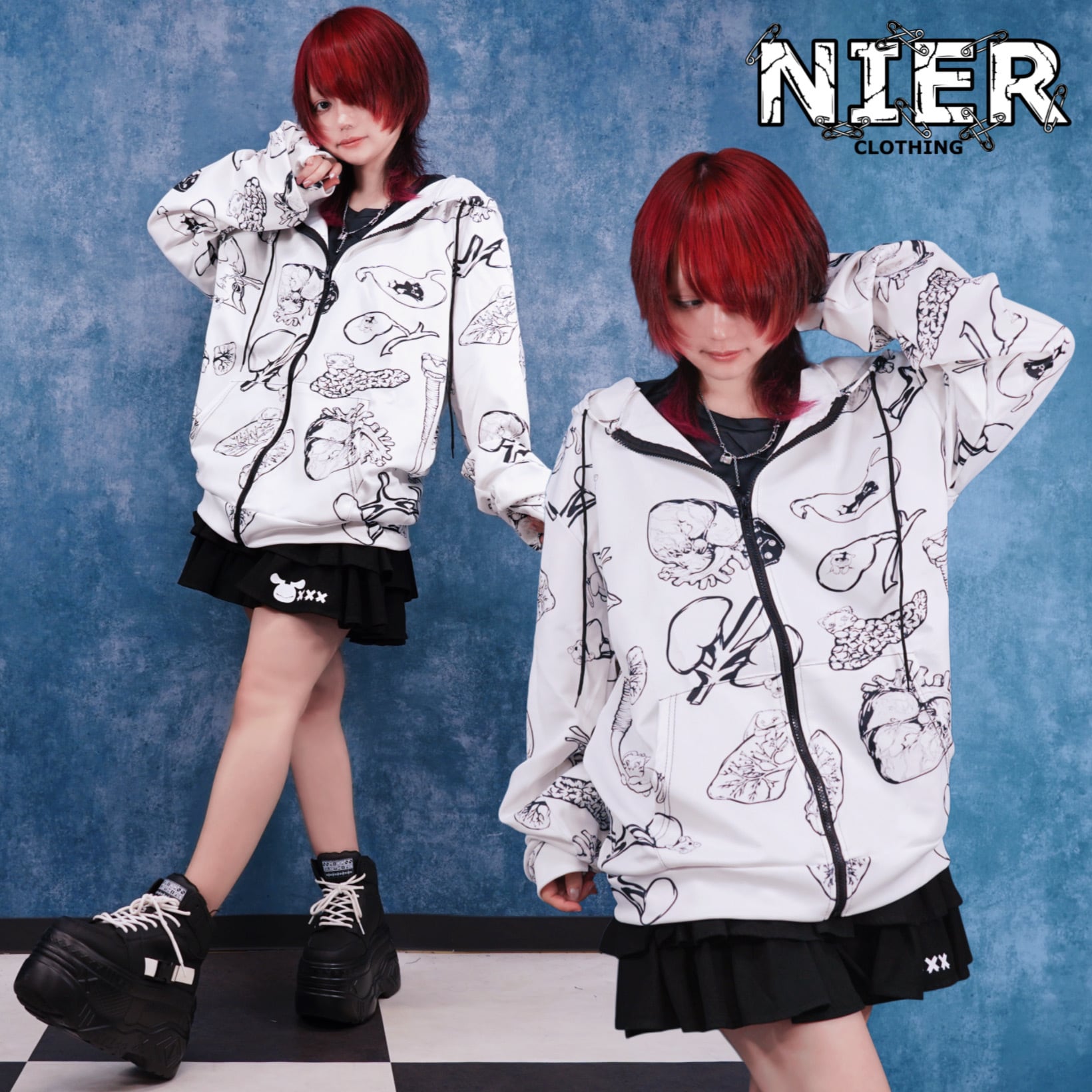 ハロウィン前プレゼント70%OFF》臓器×NieR MONOCHROME ZIP PARKA