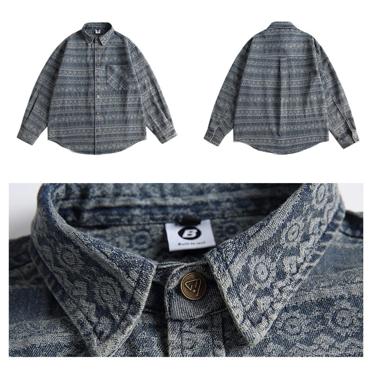 Aztec pattern denim shirt 1110 - 13