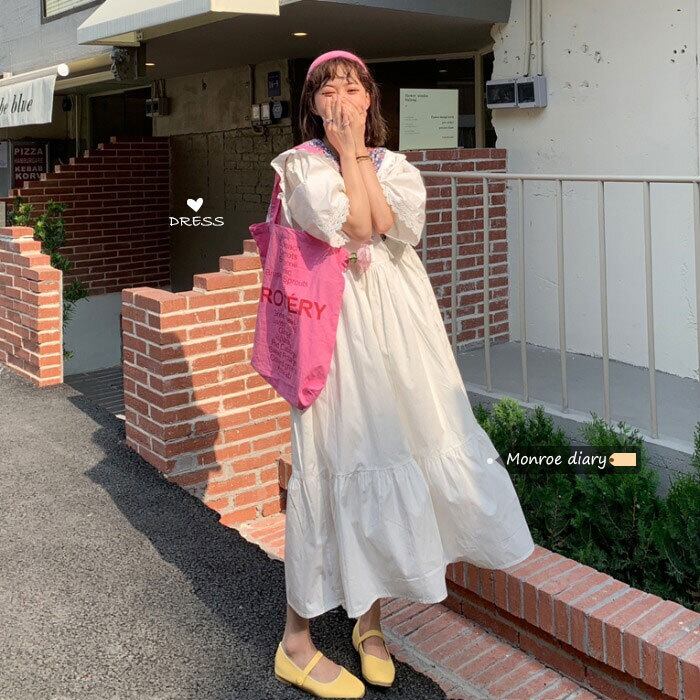 ウェストホワイトドレス サマースタイルロングAラインスカート 夏物 モンロー47120587597