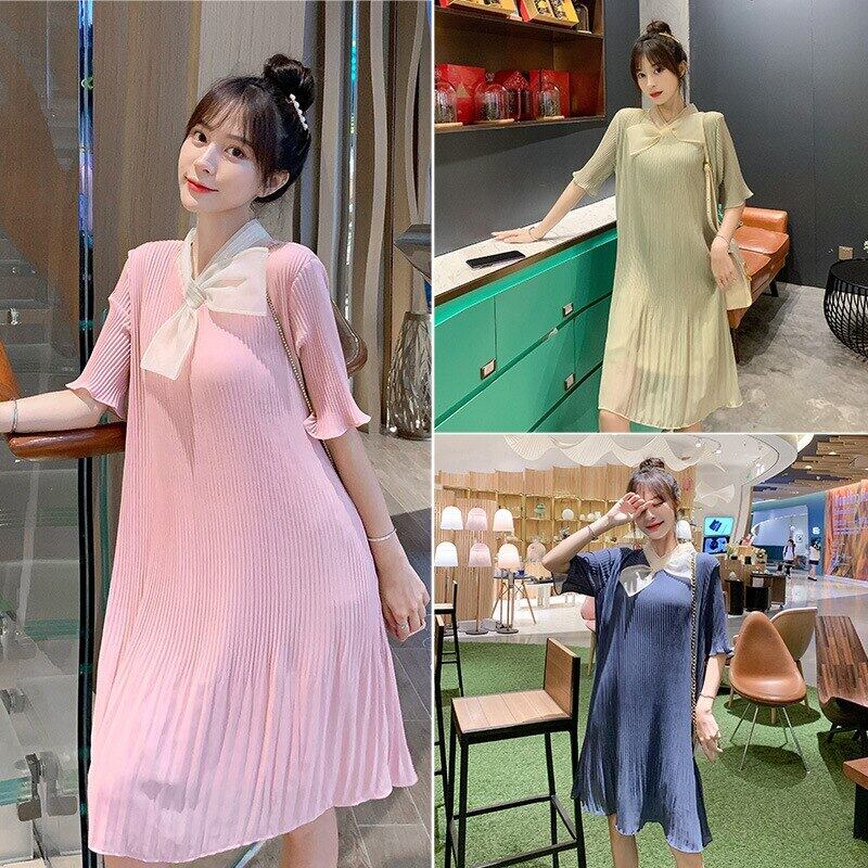 【新作】【送料無料】 妊娠中の女性のドレス2020年夏スタイルのシフォンルーズとプラスサイズのロングスカートマタニティ服サマーウェアトップス 大きめサイズ 夏物 AL expec359604317235