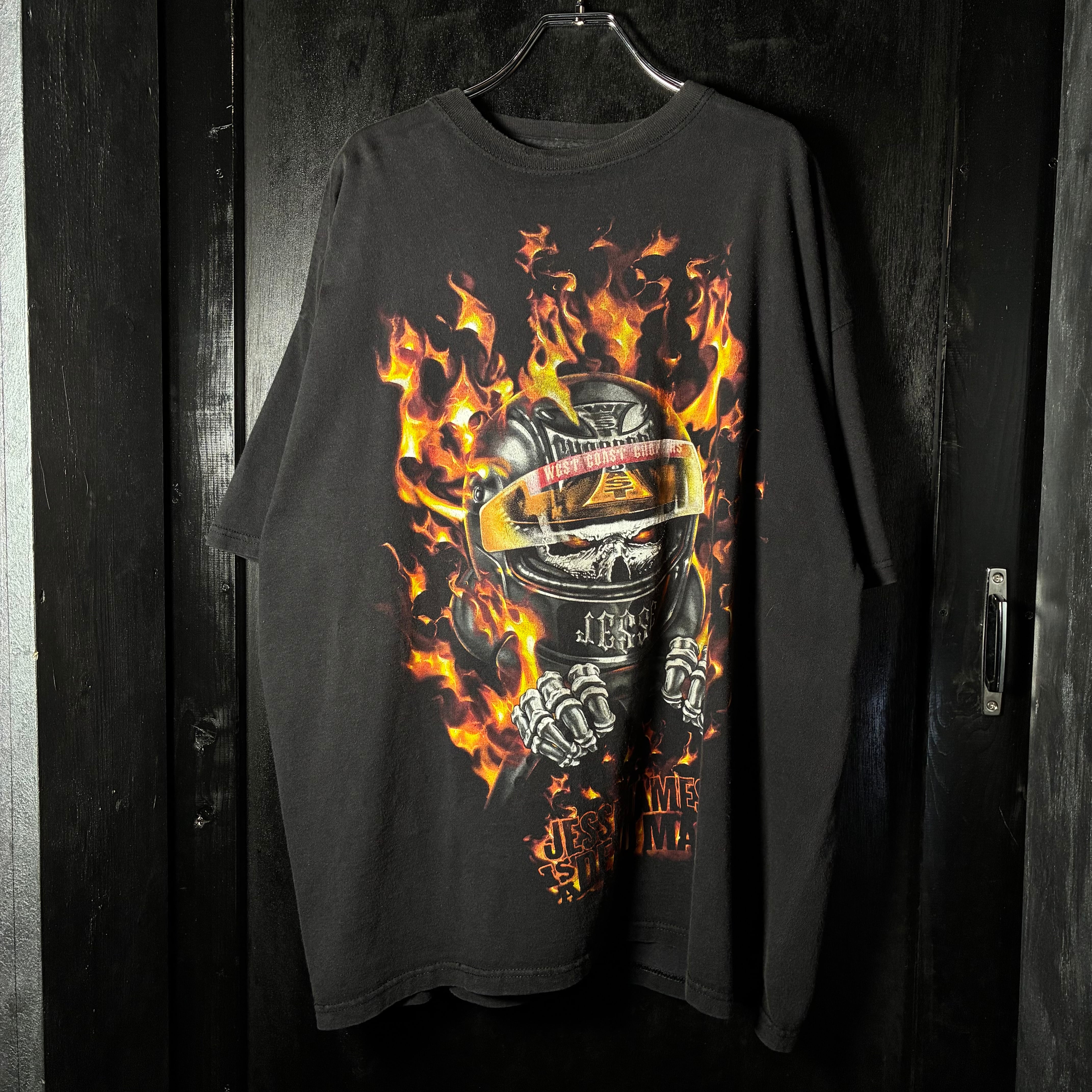 West Coast Choppers TシャツXLジェシージェームス WEST COAST CHOPPERS by JESSE JAMES ファイアーパターンTシャツ 黒