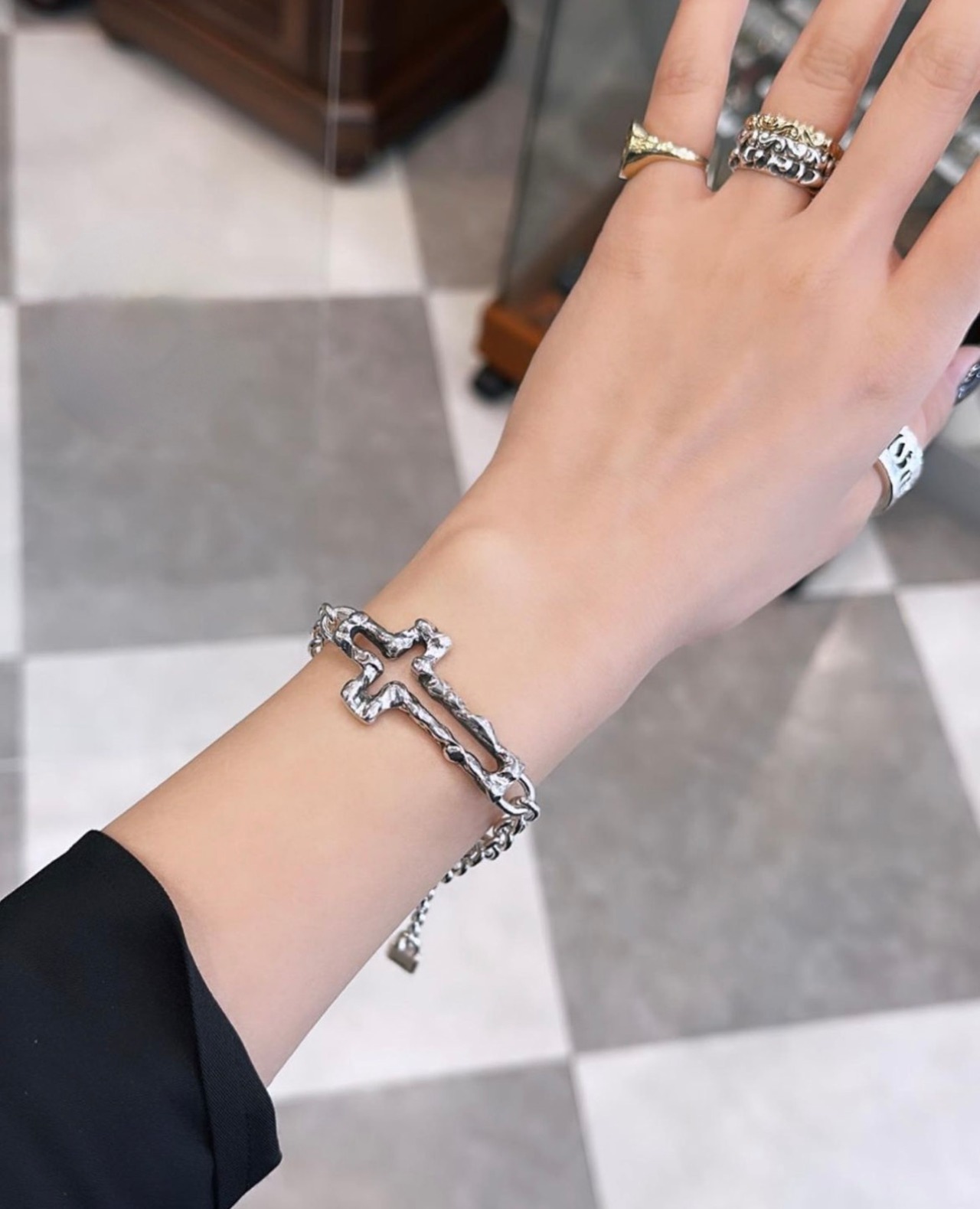 OPEN CROSS LARGE CHAIN BRACELET / オープンクロスラージチェーンブレスレット