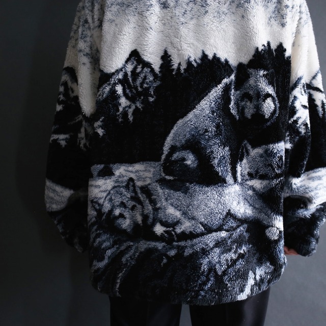 cold color wolf boa fleece full-zip jacket