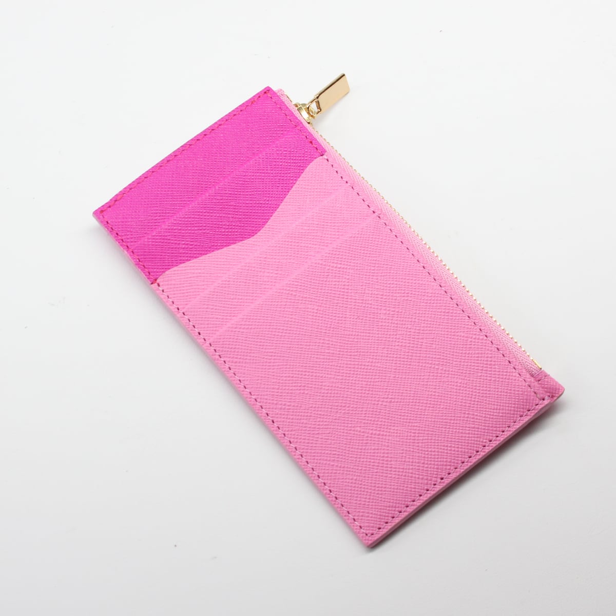サフィアーノ型押し】フラグメントケース バイカラー ローズピンク