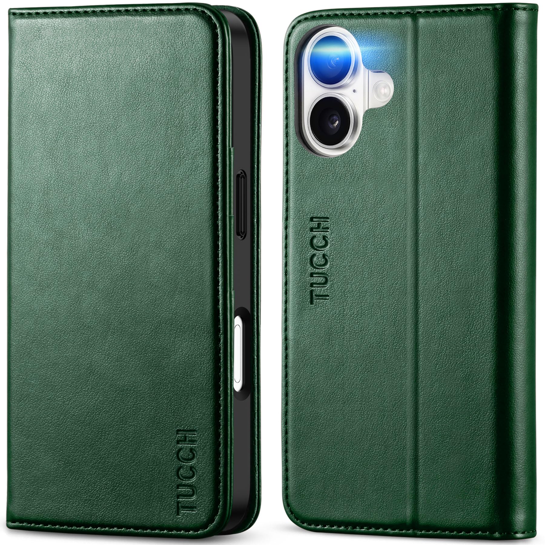 TUCCH iphone 17 対応 ケース 手帳型 2025年発売 6.3インチ ミッドナイトグリーン