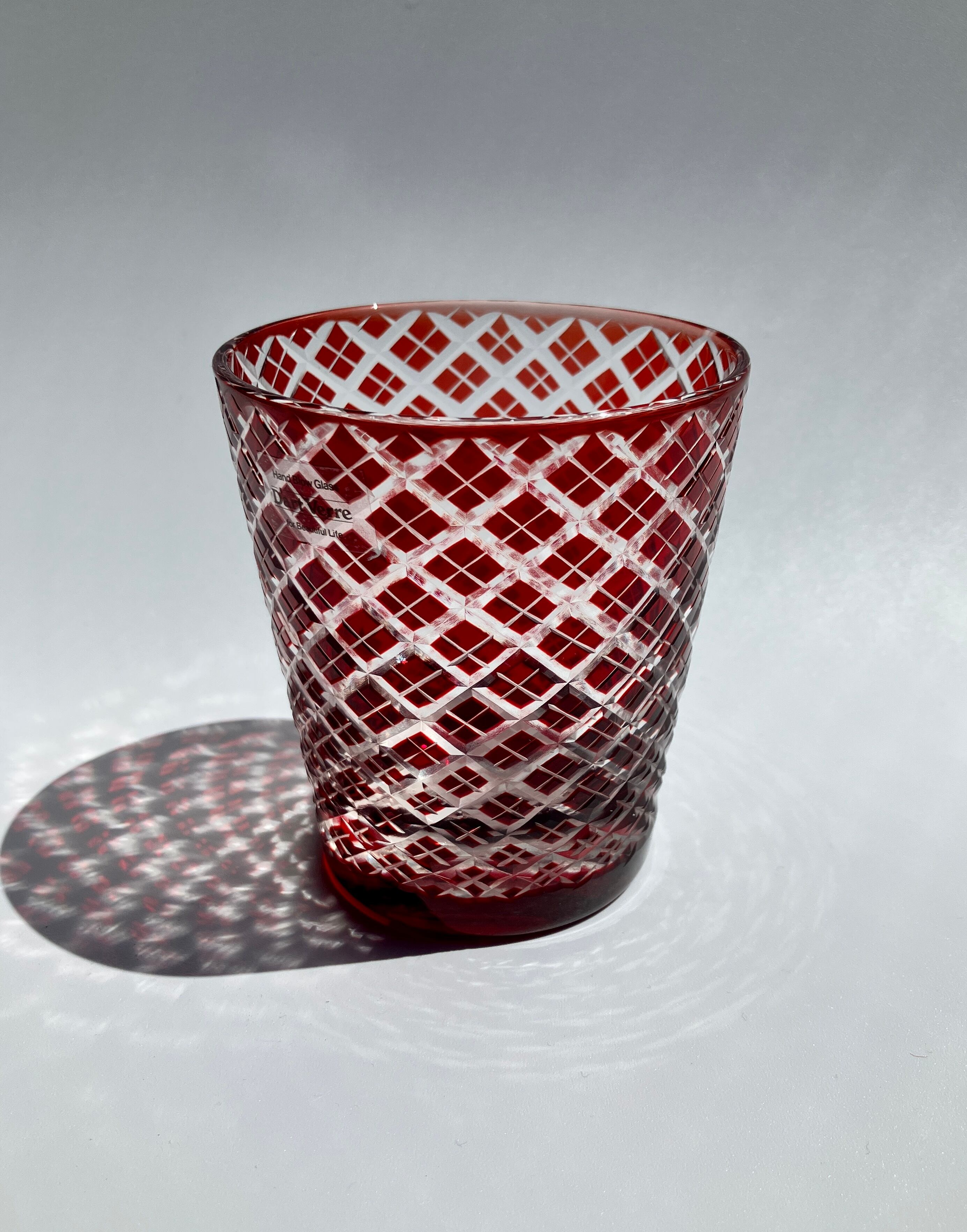 びーどろ浪漫　切子グラス2個セット 切子グラス】色格子 ビードロ 浪漫切子 レッド | 若林陶器