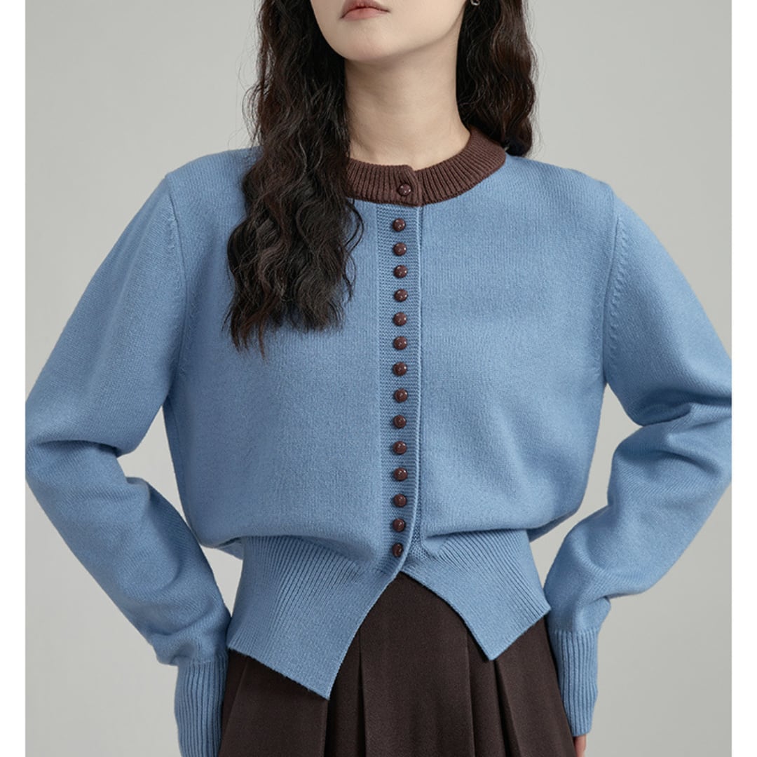 colorblock button knit cardigan