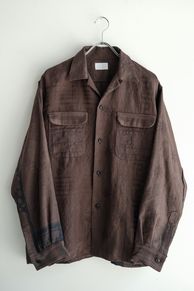 CHANGES - vintage Eu tablecloths reimagined as open collar shirts -