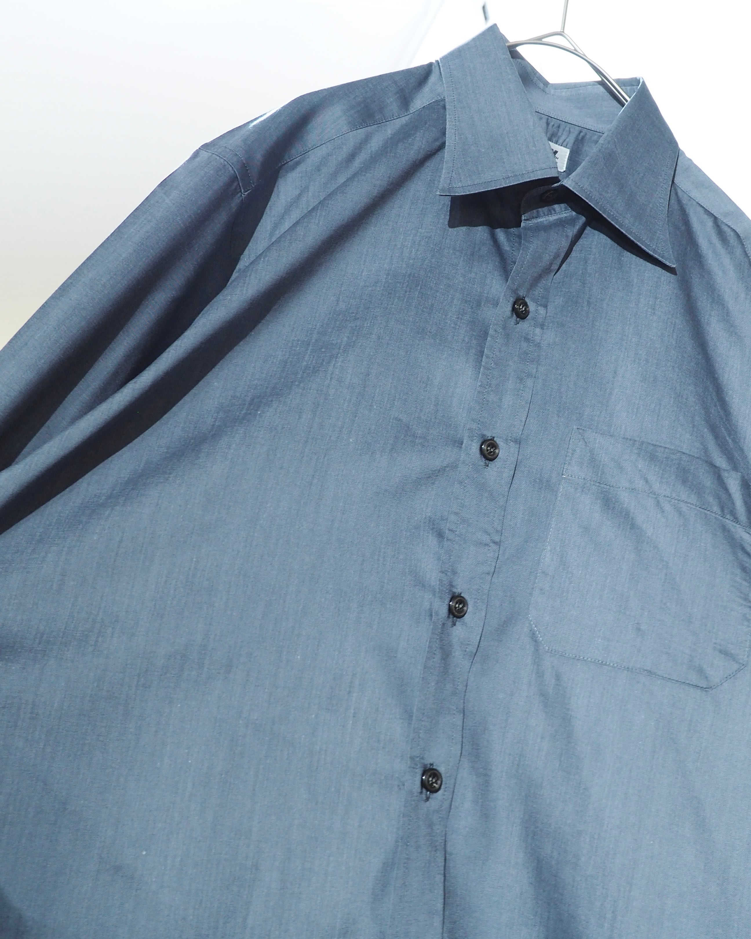 1980s " JUN MEN " Beautiful Glossy Dark gray Color vintage loose Dress shirt