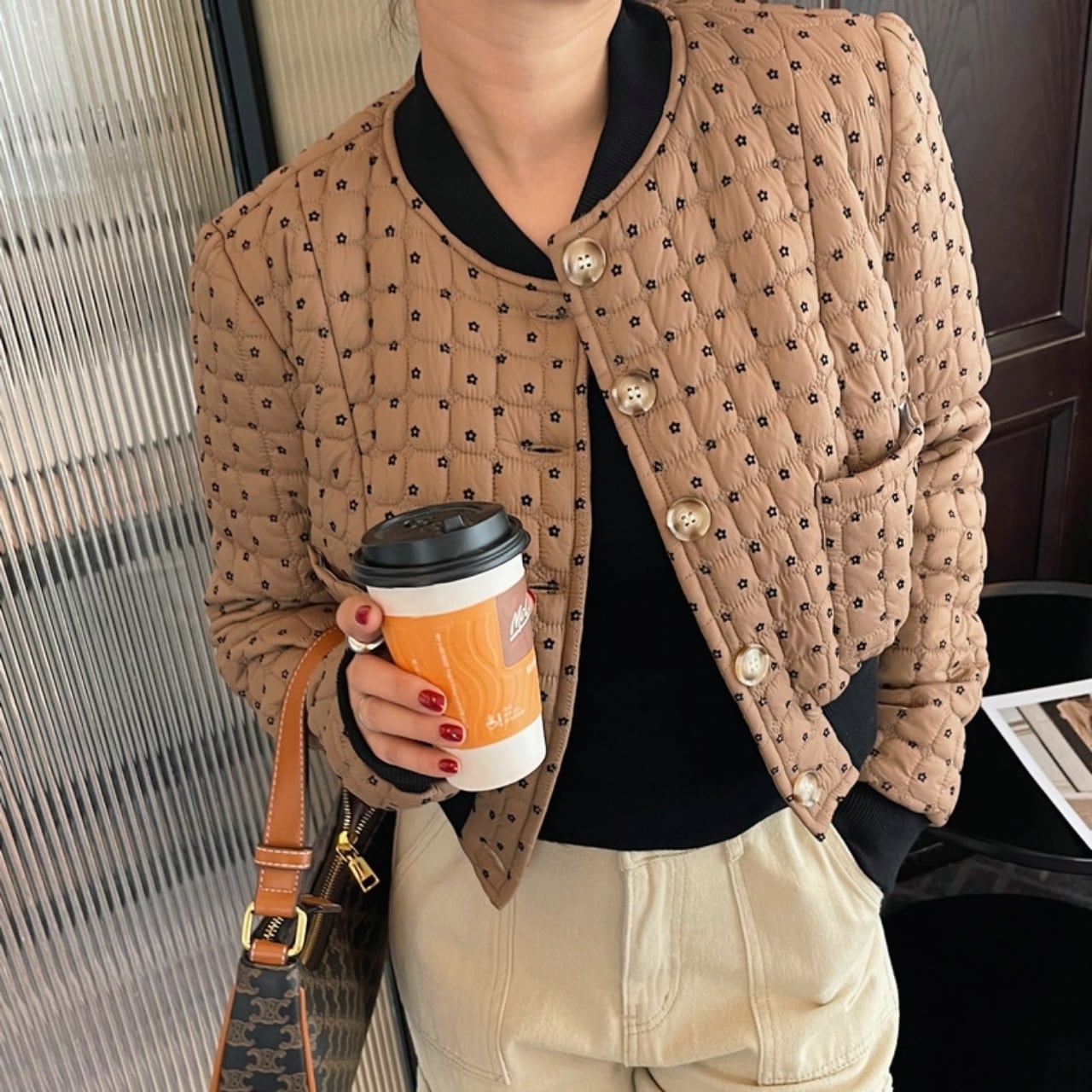 Quilted Flower Motif Jacket 00795