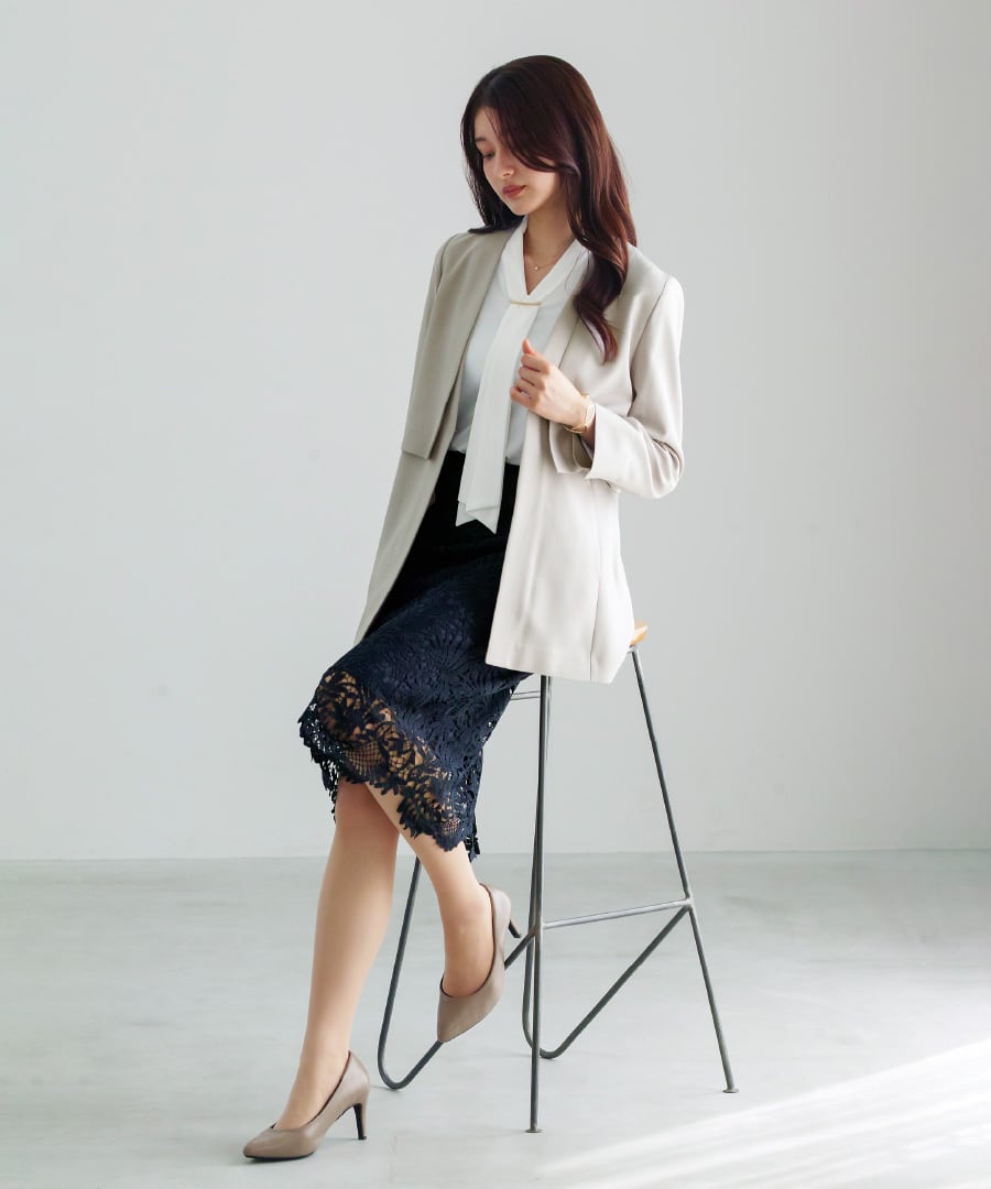 一枚で華やぐ 】 スカラップレース・ロングタイトスカート（724082