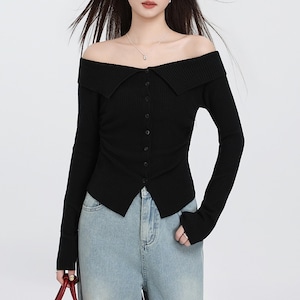 off-shoulder slim chic knit m1364