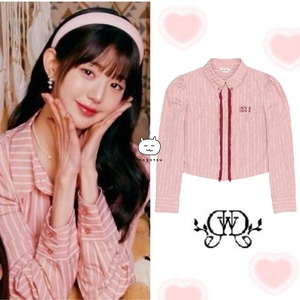 ★IVE ウォニョン 着用!!【DEW E DEW E】TESSEL LINE BLOUSE PINK