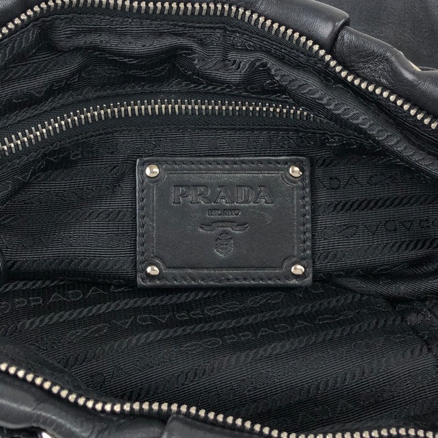 PRADA プラダ ショルダーバッグ ブラック ロゴ型押し レザー vintage ヴィンテージ オールド en8d2i