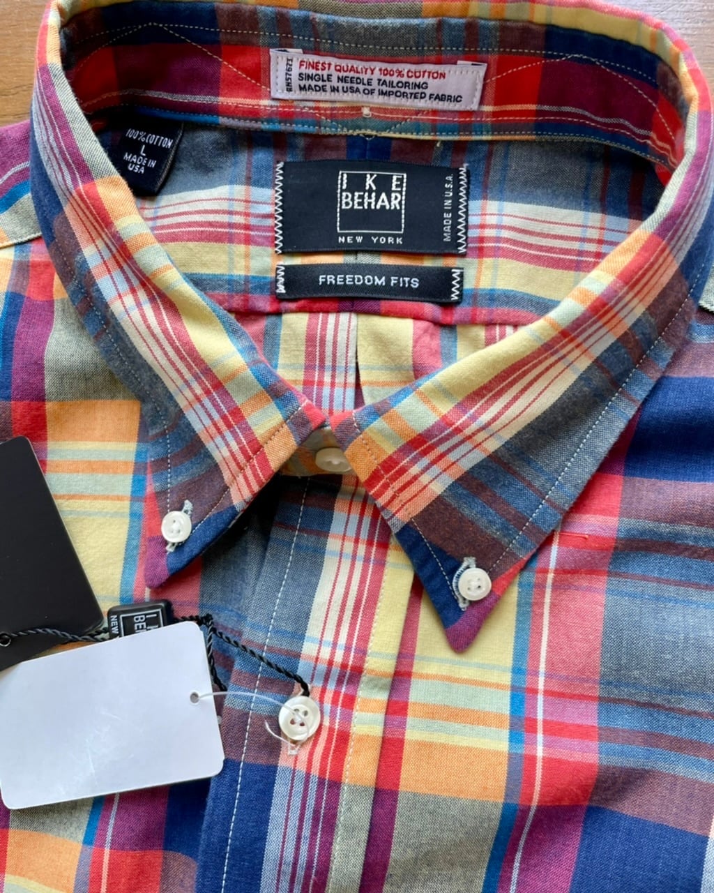 新品 米国製 IKE BEHAR アイクベーハー チェックBDシャツ サイズL