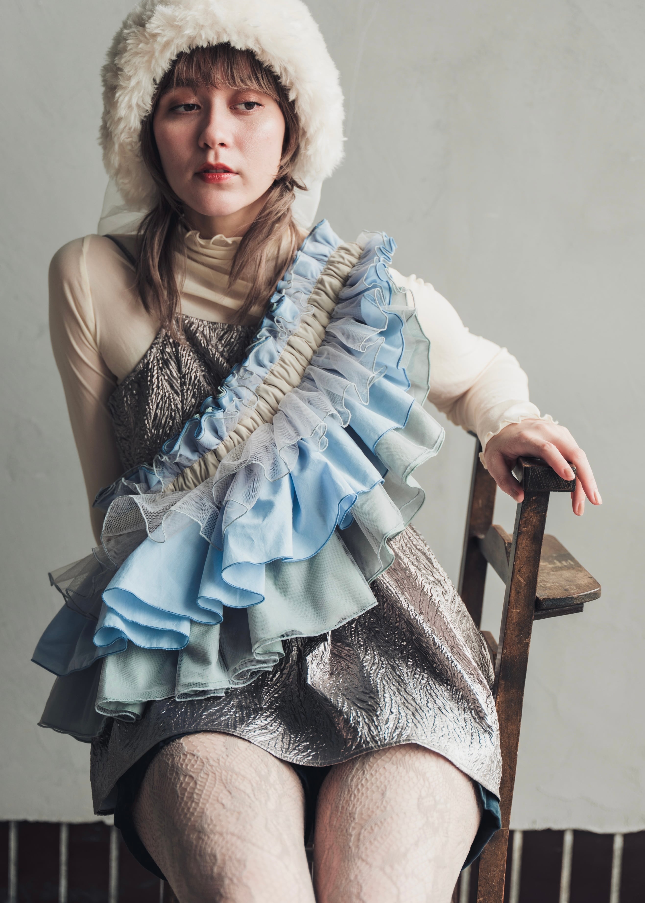 DŌRA MÖRA | Versatile Ruffled Bag - SEA BLUE | ORIENT MILLINERY