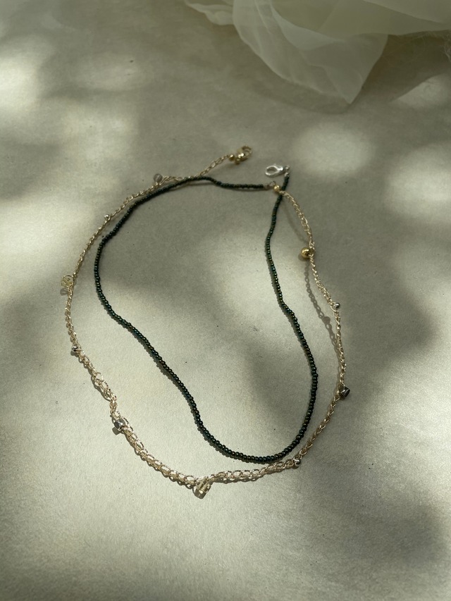 "深緑" necklace & mask chain