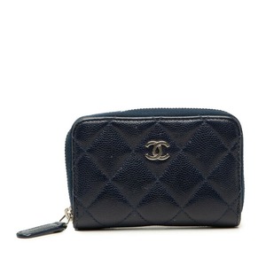 シャネル マトラッセ ココマーク コインケース 小銭入れ ネイビー キャビアスキン レディース CHANEL 【中古】