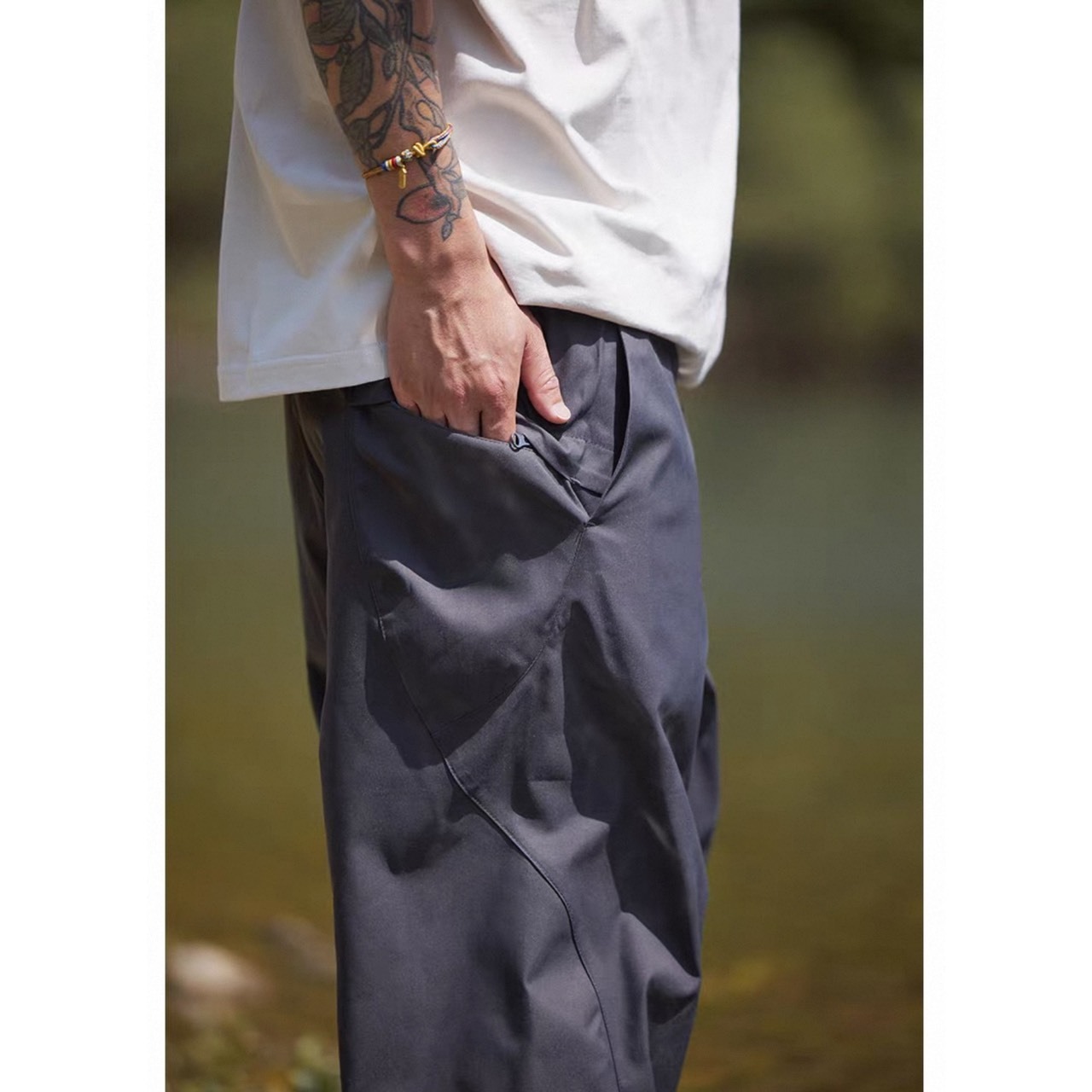 Buckle belt wide pants 1420 - 3