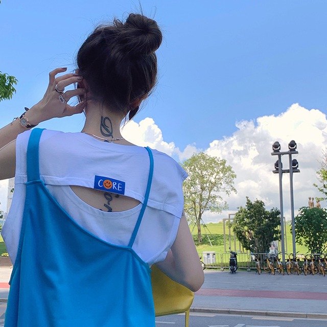 ホワイトバックノースリーブTシャツ サマールーズスタイル 夏物 スーパーモール60762260050