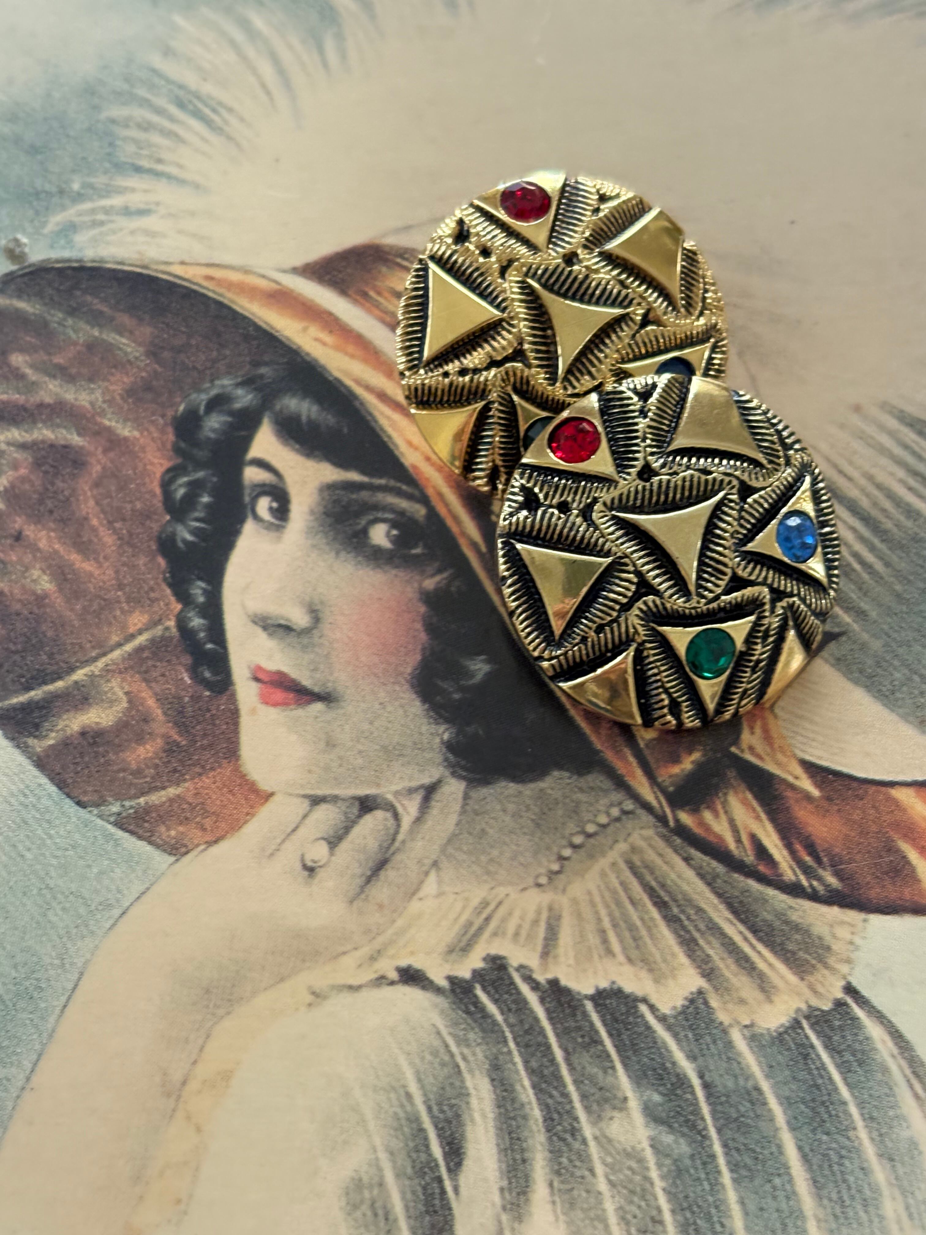 20mmJapanese ヴィンテージボタン ゴールド ストーン 昭和レトロ アクセサリーパーツ 装飾材 カルトナージュ