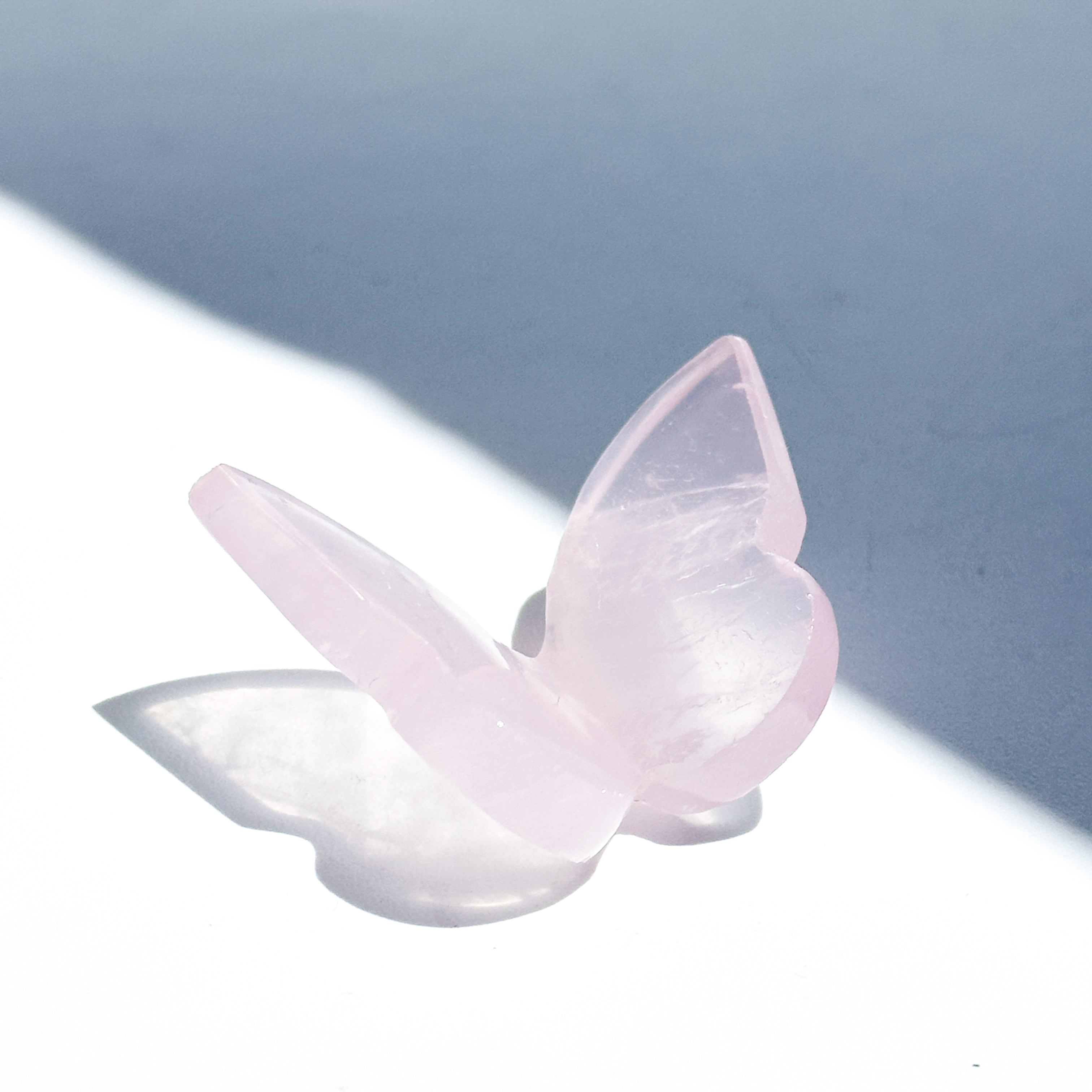 No.1244 ローズクォーツ 天然石 蝶 バタフライ オブジェ ローズクォーツ 3D蝶 12◇ Rose Quartz Butterfly ◇天然石・鉱物