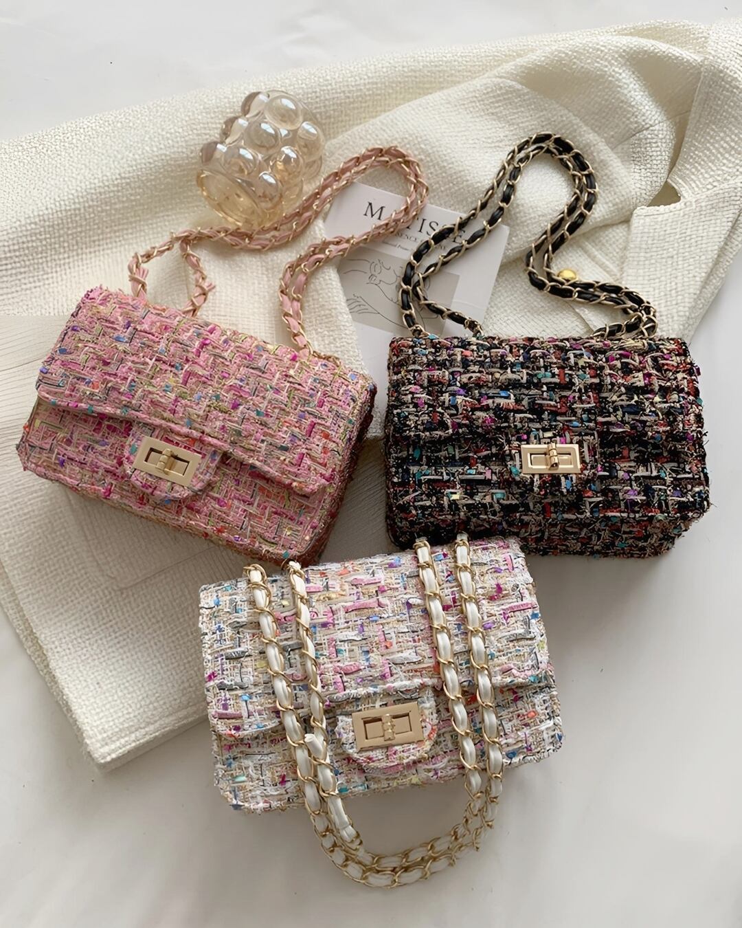 マルチカラーツイードチェーンバッグ(3 colors) 24WP10100