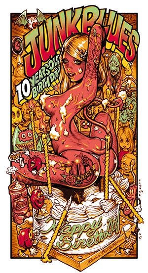 【JUNKBLUES 10th Anniversary 復刻 2026 version by Rockin’JellyBean 】 Silk screen print poster (Regular)   　シルクスクリーンポスター