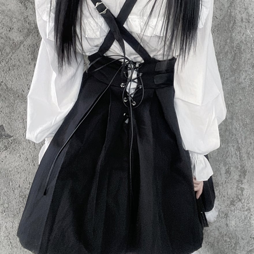 SEASONZ サスペンダースカート ハイウエスト 編上げ ゴスロリ JK