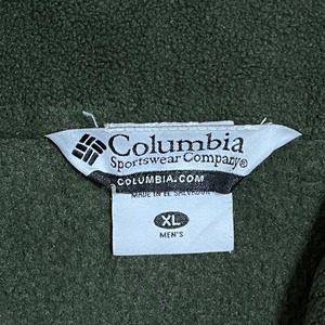 Columbia フリースジャケット ジップアップ フルジップ アウター XL ビッグサイズ コロンビア アウトドア ワンポイント 刺繍ロゴ ディープグリーン US古着