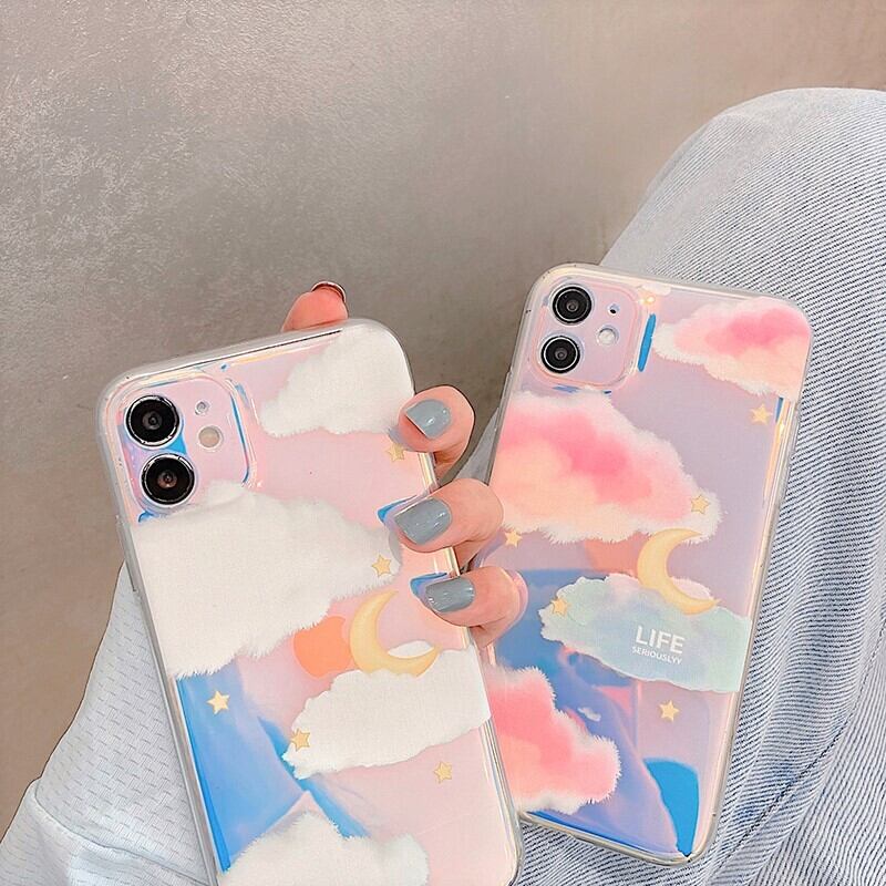 送料無料 持ってるだけでおしゃれ Iphoneケース オーロラ 雲 月 夜空 偏光 スマホケース ゆめかわいい ガーリー お揃い Lamitte Deco トレンド 韓国ファッション ショップ Base店