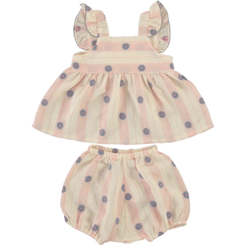 Bebe Organic (ベベオーガニック) / Elwen Baby Set / PINK PETAL STRIPE / 12M・24M